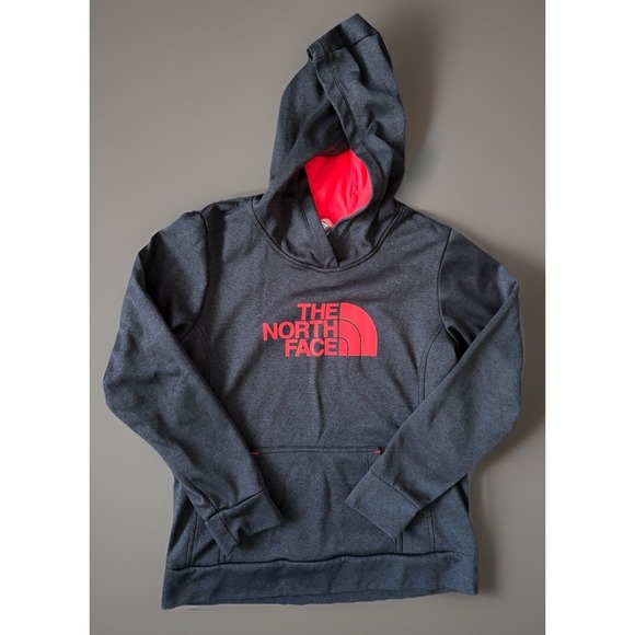 The North Face Tops - The North Face Long Sleeve Hoodie Sweatshirt Black Pink Logo Women's Large JBHS